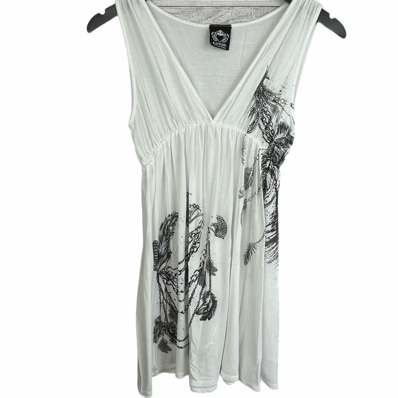 V Vintage Tank Top Western White Sleeveless Vneck - Picture 11 of 11